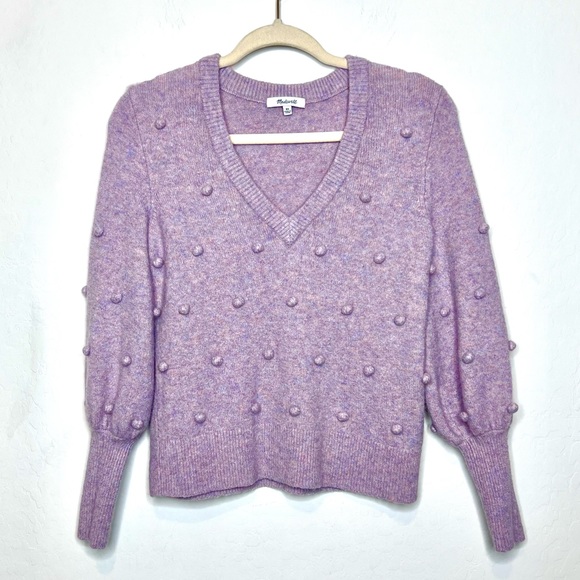 MADEWELL Bobble Dashwood V-Neck Sweater in Coziest Yarn. Size XS - Picture 4 of 10